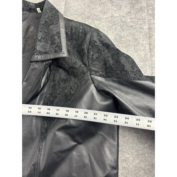 Preston and York Leather Embossed Paisley Accent Trench Collared Coat Women's L - Picture 5 of 9